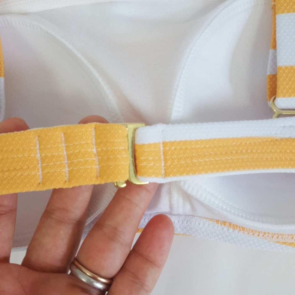 Kona Sol Yellow Striped Textured Bikini Set - Picture 9 of 15